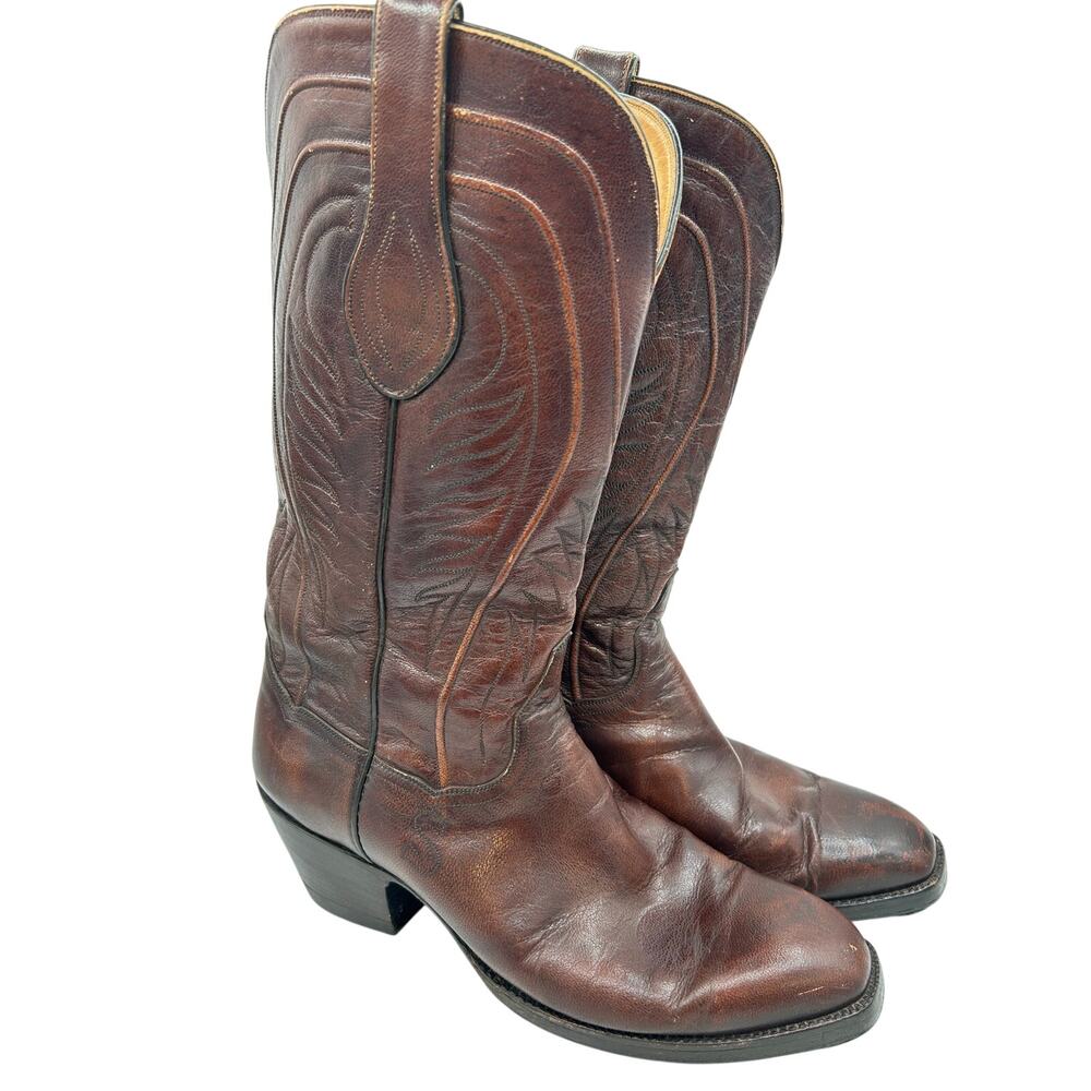 American Vintage Men’s Size 9 Brown Leather Western Cowboy Boots Hand Crafted
